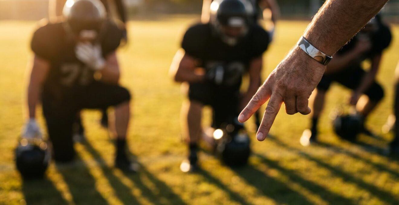Coach making tactical substitution decision during amateur football match