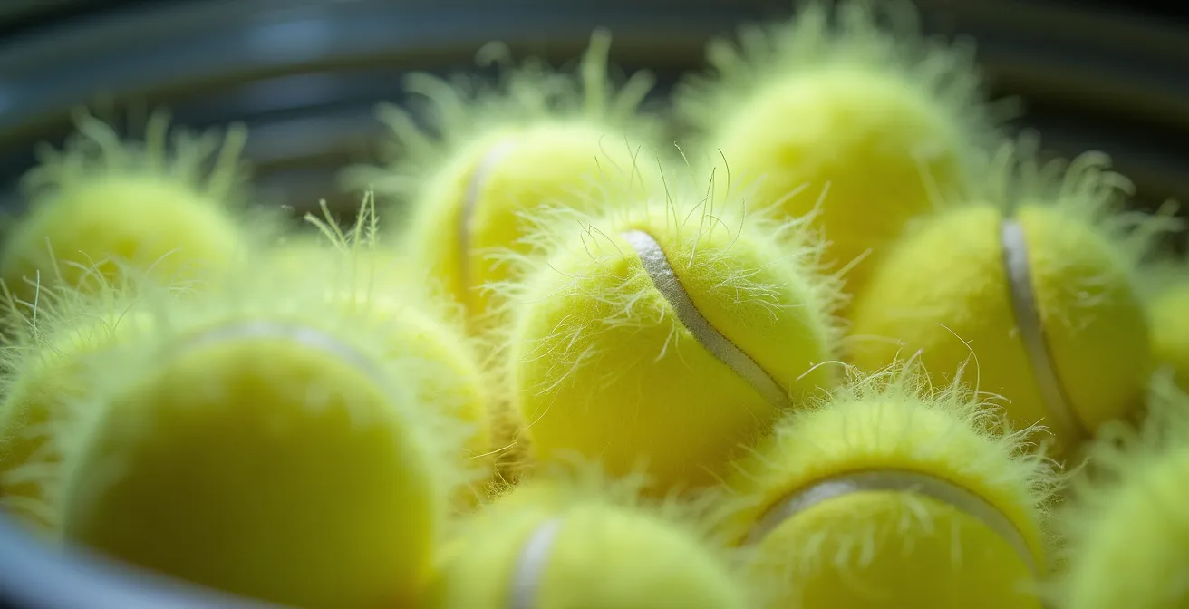 Tennis balls and down jacket in washing process showing proper care method