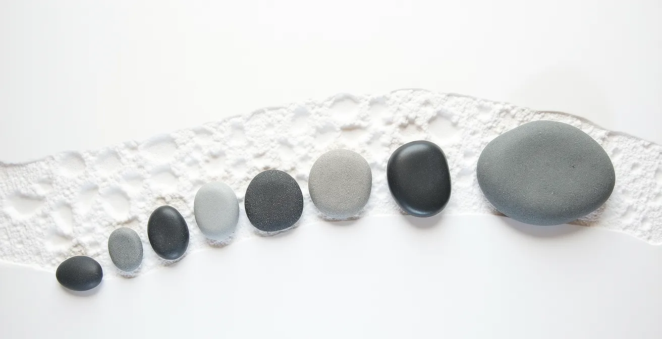 Abstract visual representation of running progress through weekly milestone markers