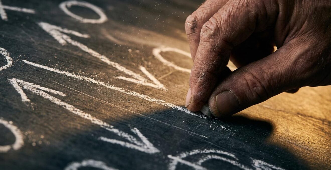 Close-up macro shot of coach's hand drawing tactical patterns