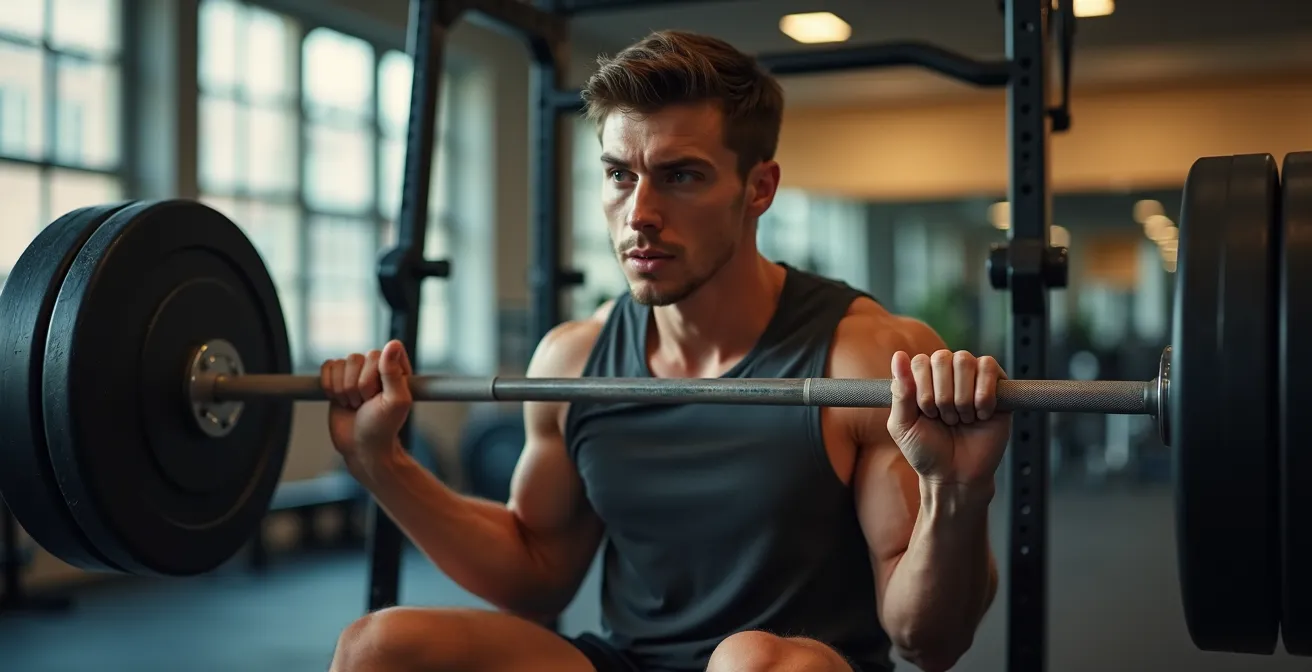 Athlete performing slow tempo leg press focusing on time under tension for quad development